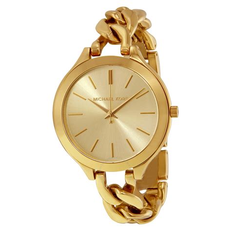 slim runway champagne dial gold ladies watch mk3222